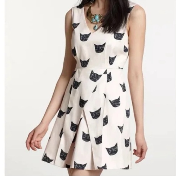 Dresses & Skirts - Leah Reena Goren light pink and black cat print mini dress size 2